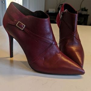 Charles David Red Italian Leather Ankle Boots